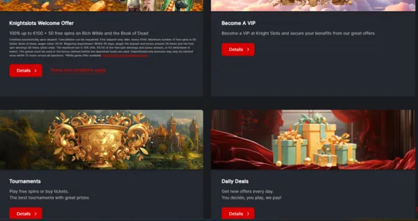 knightslots bonuses page